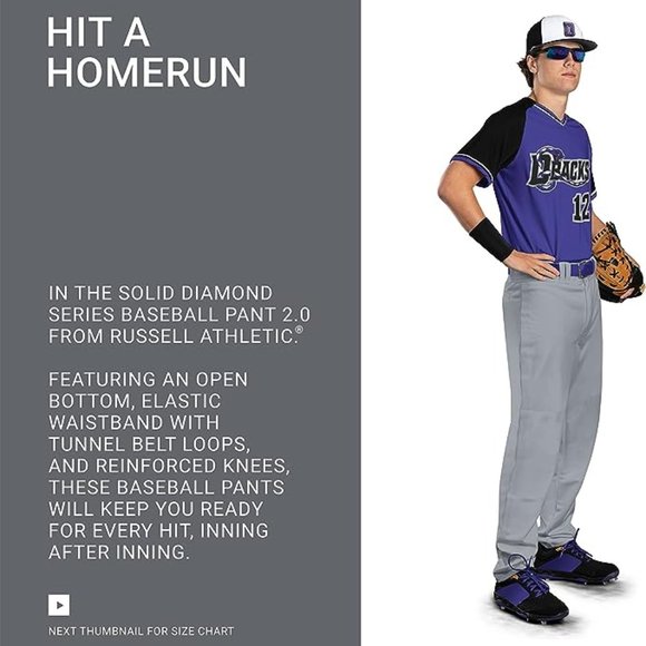 NWT Lot of 2x [Russell Athletic] Baseball Pants - White - Youth Size M - Picture 3 of 10
